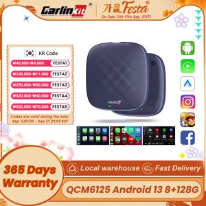 CarlinKit 무선 카플레이 Ai TV 박스, 안드로이드 13, QCM6125, 자동 4G LTE 스마트 카플레이 스트리밍 박스, 8G 128G FOTA