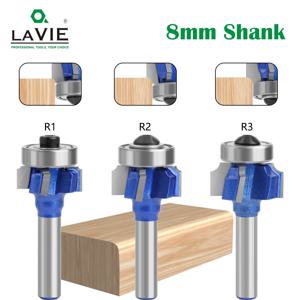 LAVIE 고품질 목공 밀링 커터 라우터 비트 세트, 트리밍 나이프 에지, 8mm 생크, 4 플루트, R1 R2 R3