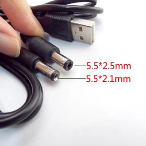 소형 전자 기기용 USB 2.0 A 타입 수-DC 플러그 전원 커넥터, USB 익스텐션 케이블, 5.5*2.1mm, 5.5*2.5mm 잭, 0.8m