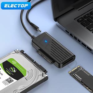 ELECTOP USB-SATA 어댑터 케이블 USB 3.0 2.0-M.2 NGFF SATA 변환기, 2.5/3.5 인치 SSD HDD 하드 드라이브 외장 어댑터