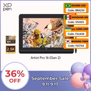 XPPen Artist Pro 16 2세대 그래픽 태블릿 모니터, 16 인치 드로잉 디스플레이, 16K 압력 레벨, 2.5K 해상도, 윈도우 안드로이드 맥용