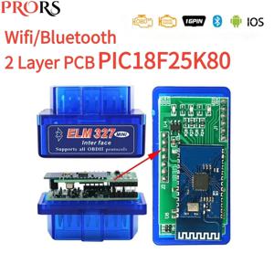 ELM327 블루투스 V1.5, 더블 Pic18f25k80, 와이파이 ELM327 V1.5 OBD2 스캐너, 범용 진단 도구, 안드로이드 IOS 도구 35k80, 신제품