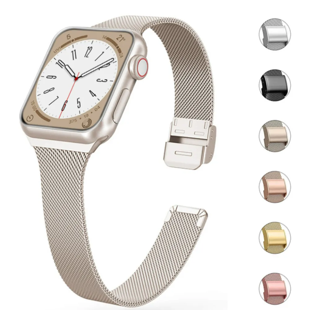 애플 워치용 밀라노 스트랩, 금속 팔찌, iWatch 시리즈 울트라 8 7 6 5 4 3 SE 44 45mm 밴드, 44mm, 40mm, 45mm, 41mm, 42mm, 38mm, 49mm