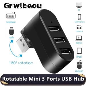 USB 2.0 허브 2.0 멀티 USB 분배기 허브, 회전식 3 포트 다중 확장기 분배기, 미니 USB 2.0 허브, 컴퓨터 액세서리