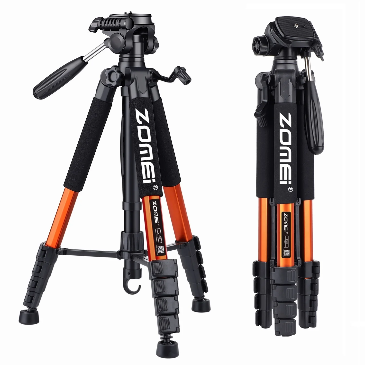 카메라 DSLR 캐논 니콘용 휴대용 삼각대, 360 도 파노라마 사진 휴대폰 스탠드, 187cm, 73.6 인치 높이 Zomei 알루미늄 합금