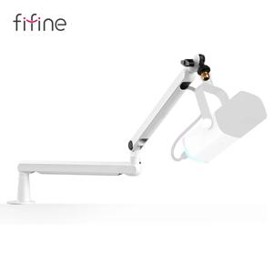 FIFINE 로우 프로파일 붐 암 마이크 스탠드, 책상 마운트, 케이블 관리, 조절식 마이크 붐, AM8 K688-White BM88W