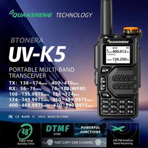 50-600MHz RX 워키 토키 UV-K5 콴성 VHFUHF 136-174MHz 400-470MHz RX TX 모두 DTMF VOX FM 에어 밴드 무선 주파수 복사 라디오