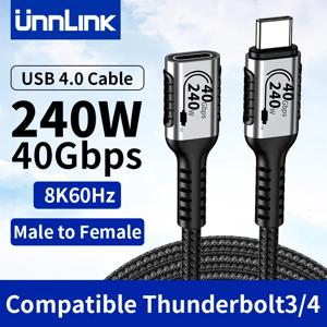 Unnlink USB C 익스텐션 케이블, C타입 익스텐더, 썬더볼트 4/3 호환, 맥북 8K, 4K 용 고속 충전, USB4.0, 3.2, 3.1