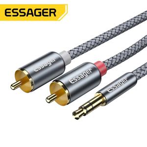 Essager RCA 오디오 케이블 잭 3.5-2 RCA 케이블 3.5mm 잭-2RCA 수 분배기 Aux 케이블, TV PC 앰프 DVD 스피커 와이어용