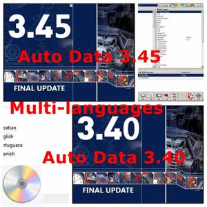 Auto 데이터 설치 비디오 포함 와이어링 다이어그램 데이터, Auto. 데이터 3.40 소프트웨어, 다국어 버전 업데이트, 자동차 수리 데이터, 3.45