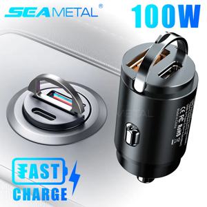 SEAMETAL 차량용 USB 슈퍼 차지 USB-A USB-C 담배 라이터 어댑터, 숨겨진 휴대폰 충전기, 아이폰 화웨이 삼성용, 100W