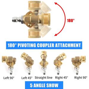 압력 와셔 피벗 커플러 회전 거터 클리너 부착물, 180 도 회전, 1/4 인치 빠른 연결 4500 PSI