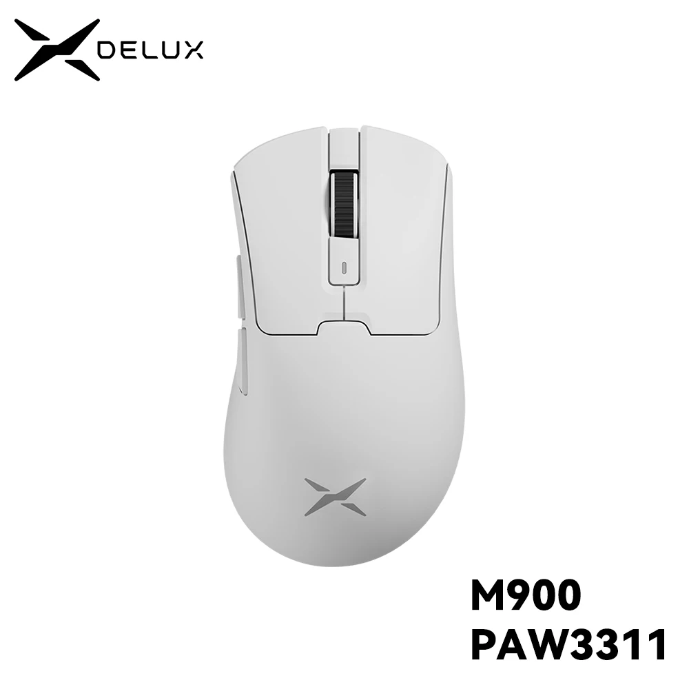 Delux M900 무선 게이밍 마우스, 인체공학적 PAW3311, 63g 마그네틱 RGB 충전 도크, 오른손 큰 손 PC 게이머용