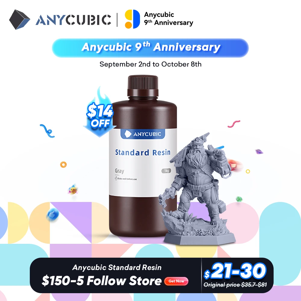 ANYCUBIC-405nm UV 레진 광자 3D 프린터 용, 광자 모노 X 프린팅 원료, LCD UV 센시티브 일반 1kg 액체