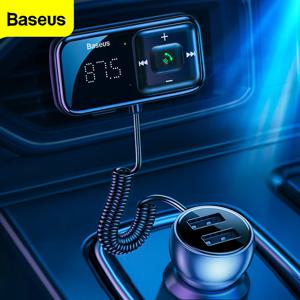 Baseus FM 변조기 송신기 블루투스 5.0 FM 라디오 3.1A USB 차량용 충전기 핸즈프리 차량용 키트 무선 Aux 오디오 FM 송신기