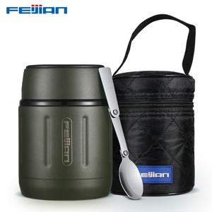 FEIJIAN 500ml 식품 보온병, 316 스테인리스 스틸, 진공 단열 식품 항아리, 스푼 포함, 어린이 도시락