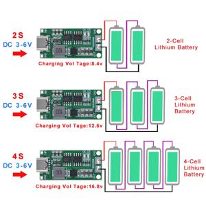 멀티 셀 C타입-스텝 업 부스트 LiPo 폴리머 리튬 이온 충전기, 18650 리튬 배터리, 2S, 3S, 4S, 8.4V, 12.6V, 16.8V, 7.4V, 11.1V, 14.8V