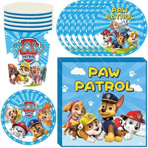 Skye Paw Patrol 여아 및 남아용 생일 파티, 어린이 컵, 냅킨 플레이트 장식, 일회용 식기, 개 용품