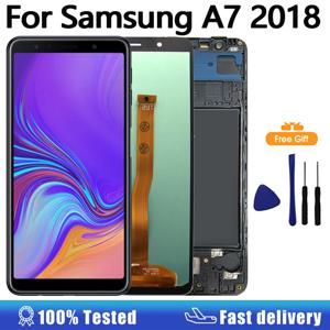 삼성 갤럭시 A7 2018 LCD 디스플레이 터치 스크린 디지타이저 교체용 AMOLED 디스플레이, 삼성 A750F A750N A750FN LCD, 6.0 인치