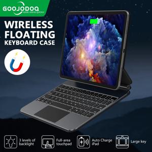 GOOJODOQ 매직 키보드 케이스, 고속 충전 멀티 터치 트랙패드 키보드, iPad Pro 11 M4 iPad Air 4/5/6 스마트 포고 핀 PD18W