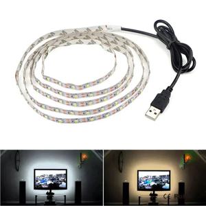 DC 5V USB LED 스트립 2835 5050 화이트 따뜻한 화이트 티라 LED 스트립 조명, TV 배경 조명 테이프, 가정용 유연한 장식 램프, 1-5m