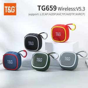 T & G TG659 미니 무선 강력 블루투스 스피커, TWS 블루투스 5.3 사운드 박스, 하이파이 확성기 지지대, TF 카드 라디오