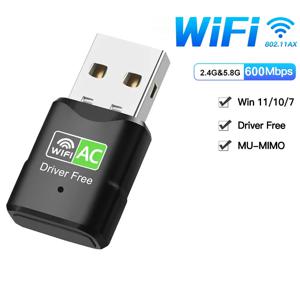 USB 이더넷 PC 와이파이 어댑터 랜, 600Mbps 무선 네트워크 카드, 2.4G 및 5.8GHz, 300Mbps 와이파이 동글, AC 와이파이 리시버