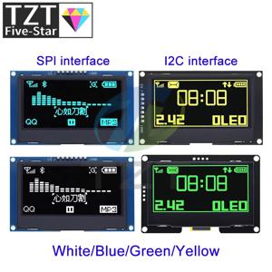 TZT OLED LCD 디스플레이 모듈, SSD1309 12864 7 핀 SPI/IIC I2C 직렬 인터페이스, 아두이노 UNO R3 C51 용, 2.4 인치, 2.42 인치, 128x64