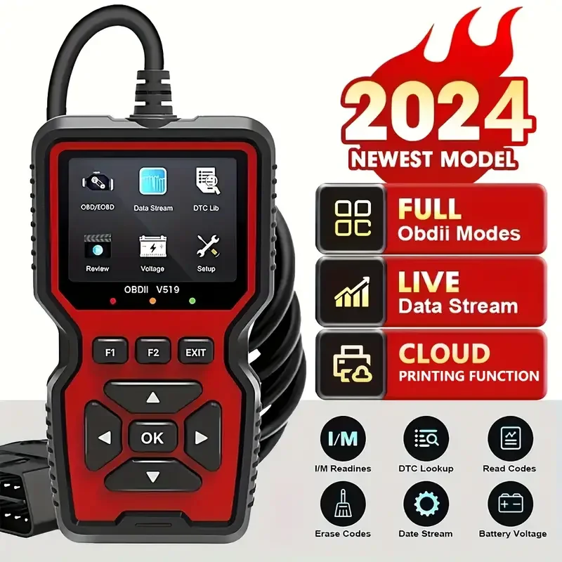 전문 obd2 스캐너 진단 도구, V519, EML327 OBD II, 자동차 문제 해결, 자동차 코드 리더