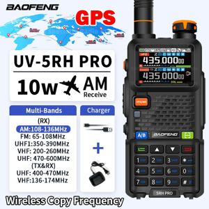 Baofeng UV-5RH 프로 워키토키 GPS 멀티 밴드 AM FM C타입 무선 복사 주파수 햄, 양방향 장거리 통신 라디오