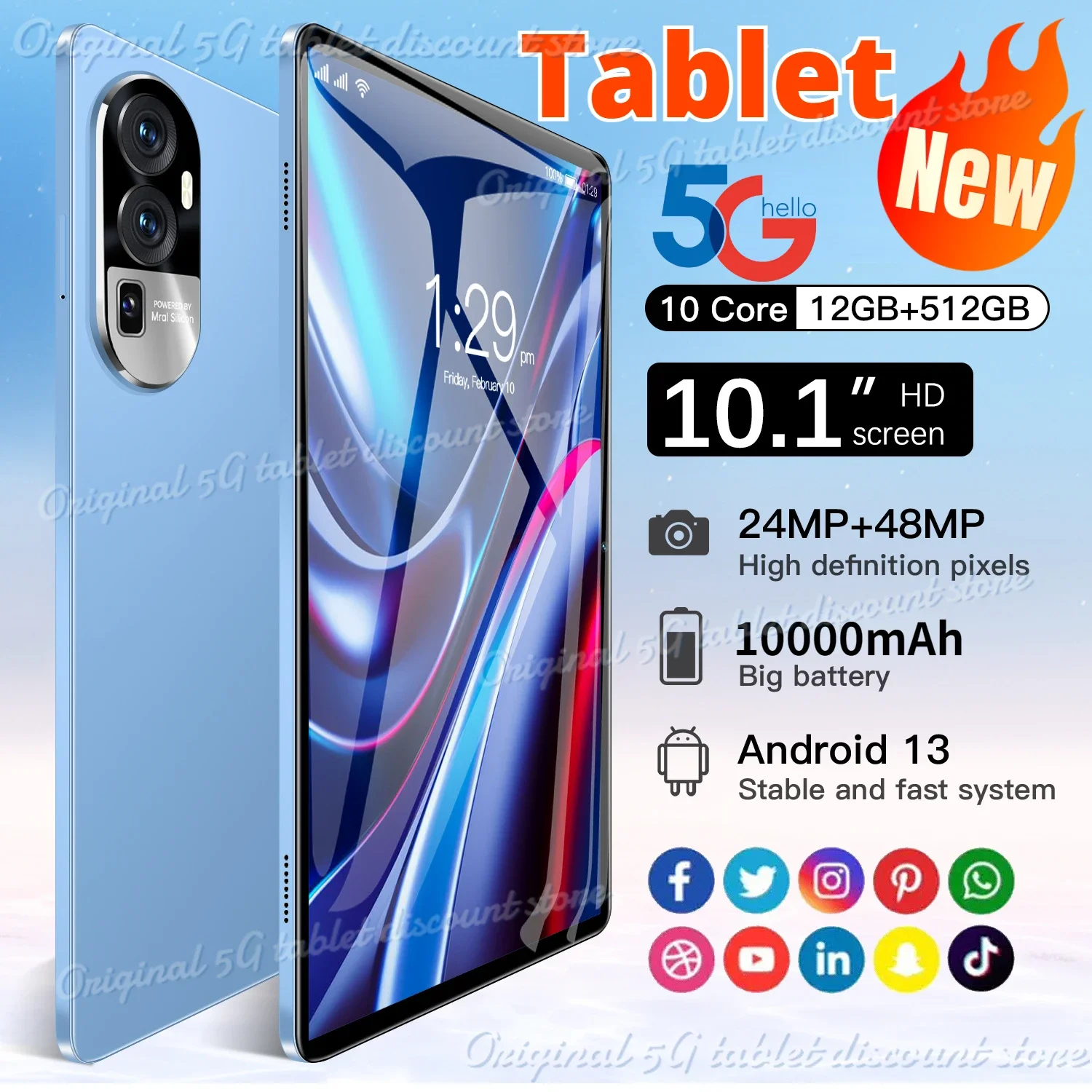 2024 패드 15 프로 안드로이드 13 미 태블릿 PC, 11 인치, 16GB, 1TB, 10000mAh, 5G HD, 4K 듀얼 SIM 전화 통화, GPS, 블루투스, 와이파이, 구글 탭, 신제품