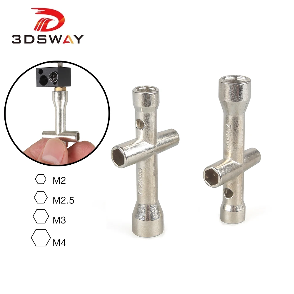 3DSWAY 2pcs 3D 프린터 부품 미니 M2 M2.5 M3 M4 나사 너트 육각 크로스 렌치 슬리브 e3d v6 노즐 스패너 유지 보수 도구