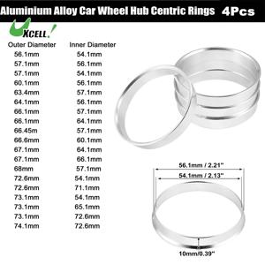 Uxcell 자동차 허브 중심 링 휠 보어 센터 스페이서 알루미늄 합금, OD 56.1mm, 57.1mm, 63.4mm, ID 54.1mm, 56.1mm, 64.1mm, 4 개