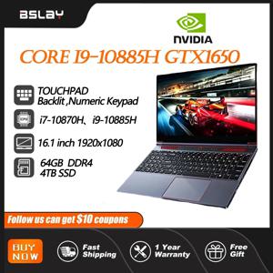 인텔 코어 i9-10885H 게이밍 노트북, GTX1650, 4G, Win 11, 64GB, DDR4, 4TB SSD, 8 코어, 12 스레드, 4.8GHz 디자이너 노트북, 16.1 인치