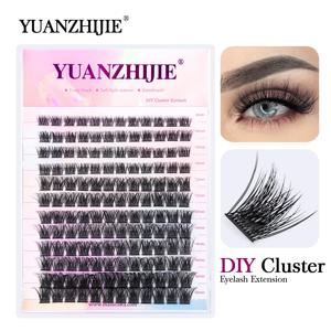 YUANZHIJIE DIY 클러스터 속눈썹 익스텐션, 12 라인 더브테일 세그먼트 속눈썹, 내추럴 라이터 번들 메이크업 용품, 무료 배송