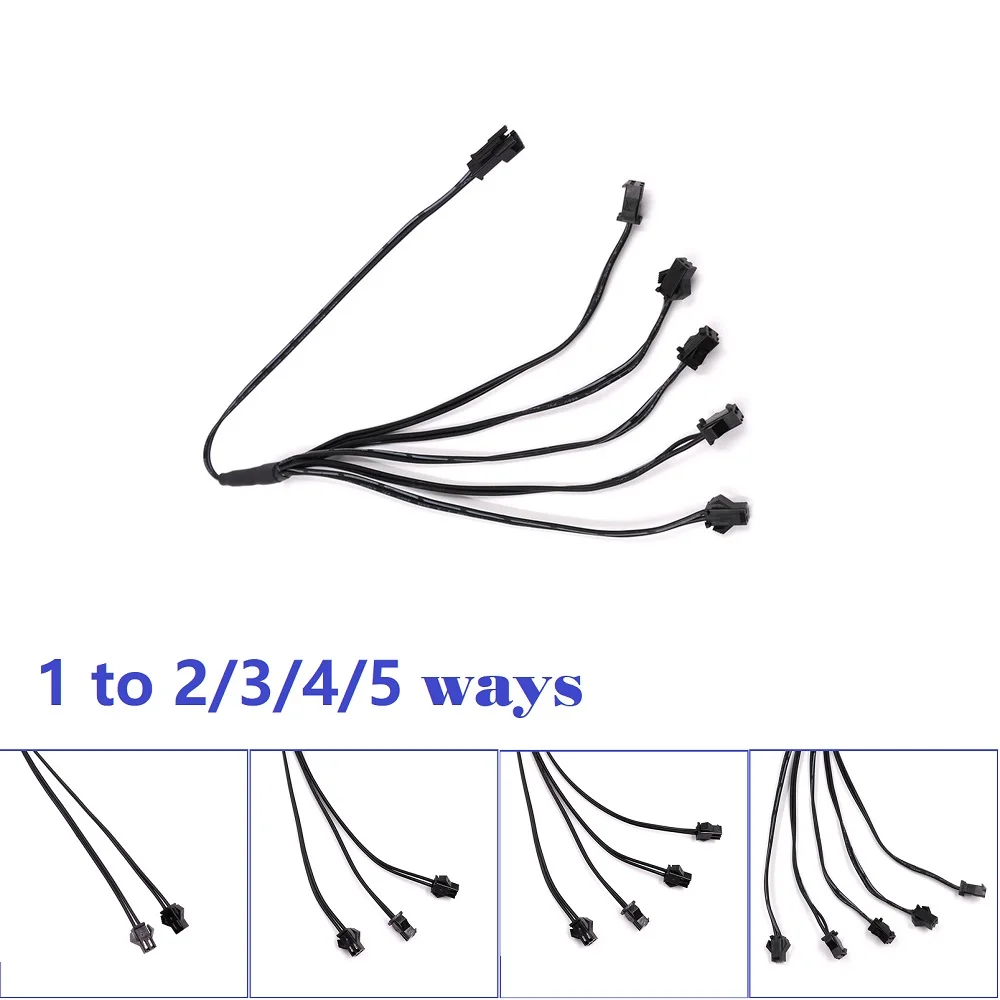 EL 와이어 스플리터 커넥터 케이블, 1-2, 3, 4/5 웨이 LED 네온 라이트 와이어링, USB 피팅, 분할 와이어 분위기 램프 액세서리