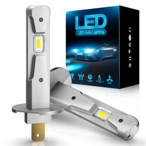 슈퍼 브라이트 플러그 앤 플레이 무선 차량용 LED 헤드램프, H1 LED 램프, 1:1 미니 사이즈, 6500K, 3000K, 팬리스, CSP, 12000LM, 신제품, 2 개