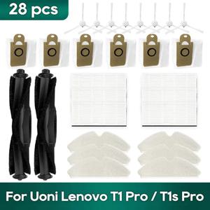 Uoni Lenovo T1 Pro / T1s Pro / Cleaner T1 호환 가능한 로봇 청소기 액세서리 부품 롤러 브러시 HEPA 필터 걸레 천 먼지 가방