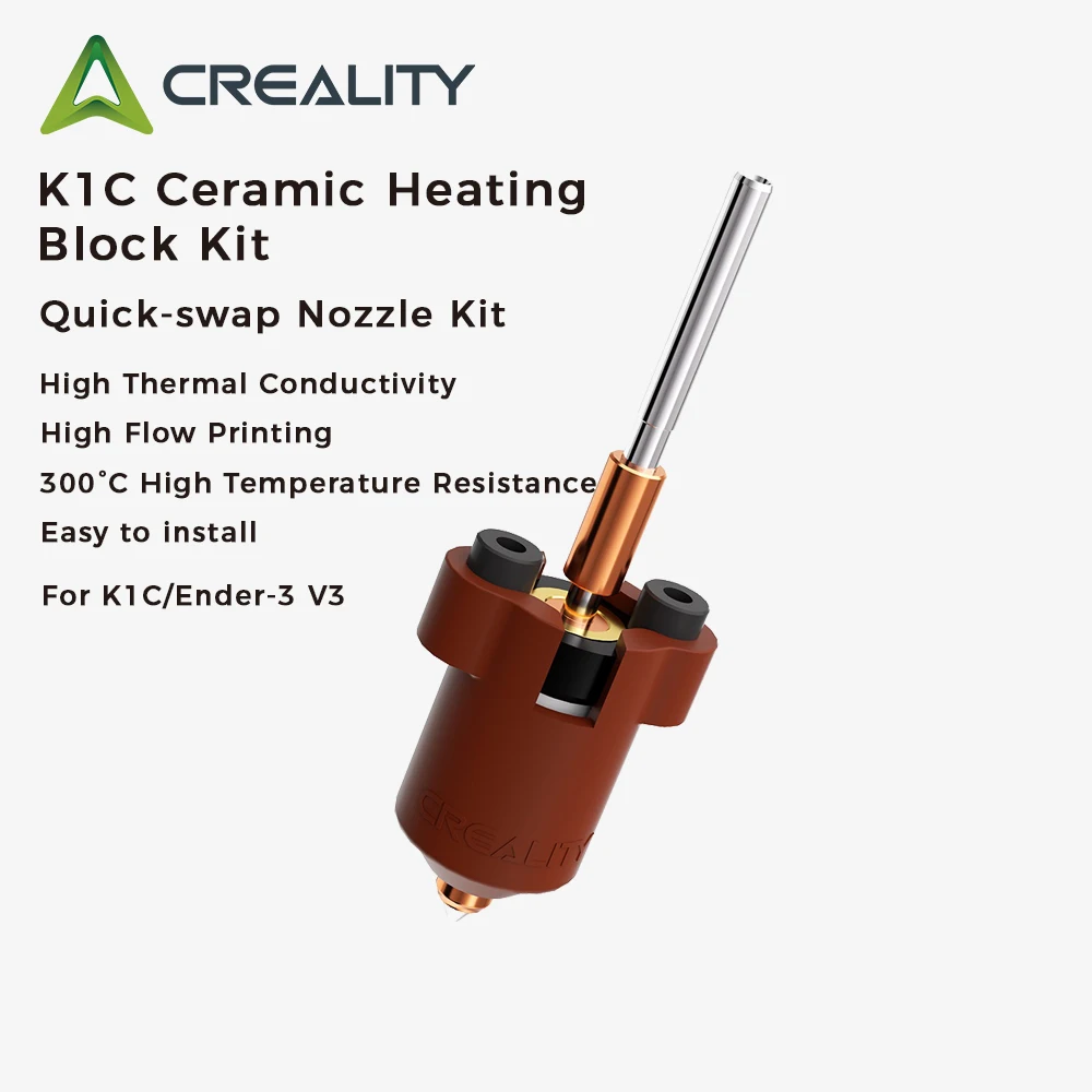 Creality 세라믹 가열 블록 키트, 퀵 스왑 깍지 키트, Ender 3 V3 3D 프린터용, 0.4mm 깍지 가열 블록 키트, K1C