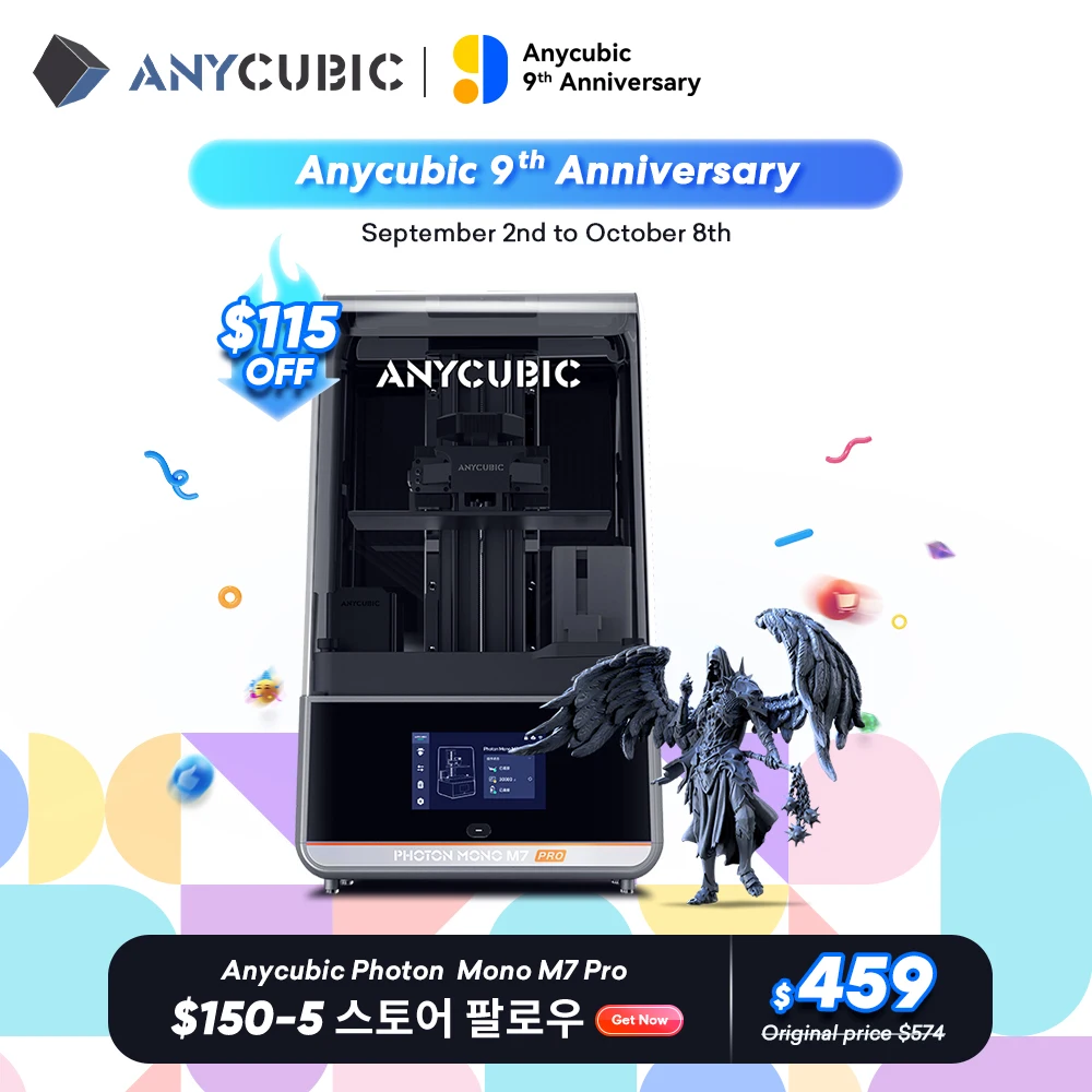 ANYCUBIC Photon Mono M7 Pro 14K 모노 MSLA 3D 프린터, 10.1 인치 LCD 송진, 최대 170 mm/h 속도, 인쇄 크기 223*126*230mm