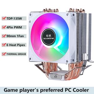 PC 공랭식 라디에이터 CPU 냉각 선풍기, 4/6 히트 파이프 쿨러, LGA2011 x79 x99 E5 2066 2099 115x1200 1700 i5 i7 AMD 설치