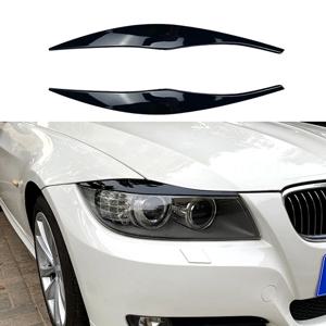 BMW 3 시리즈 E90 E91 320I 330I 2005-2012 프론트 헤드라이트 커버 가니쉬 스트립, 눈썹 커버 트림 스티커, 유광 블랙