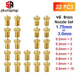 핫엔드 J 헤드 압출기 프린터 액세서리, E3DV6 Anycubic i3 Mega S X Chiron Kobra Flybear, V6 황동 노즐, 0.4mm, 22PCs/로트