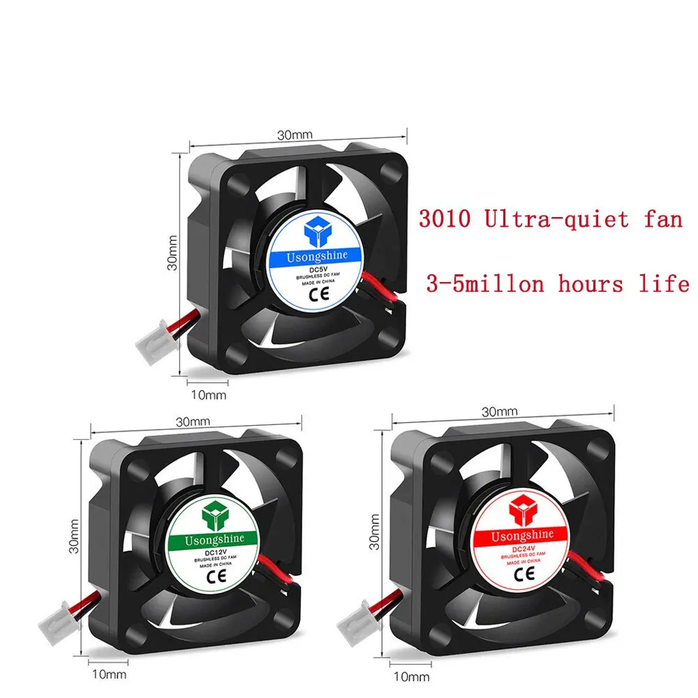 Twotrees 3D 핀터 부품 3010 팬, 30mm, 30x30x10mm, 12V, 5V, 24V, 2 핀 DC 쿨러, 소형 냉각 팬, j-헤드 핫엔드용 DIY 리랩