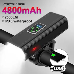 3T6 LED 자전거 라이트 전면 4800mAh USB 충전식 MTB 자전거 램프, 2500 루멘 자전거 헤드라이트, 사이클링 손전등, 자전거 액세서리