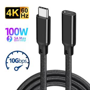 맥북 프로 삼성 샤오미 고속 충전 연장 코드, USB C 연장 케이블, 수-암 C 타입, USB3.2 Gen2, 10Gbps, 100W