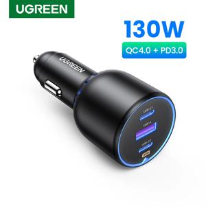 UGREEN-차량용 충전기, 130W, PD 고속 충전, USB C 타입 휴대폰 충전, 아이폰 13, 12 용, 노트북, 태블릿