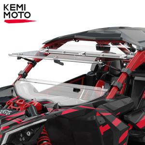 KEMIMOTO UTV PC 플립 윈드 실드 Can-Am Maverick X3 & X3 Max, 스크래치 방지 하드 코팅 1/4 