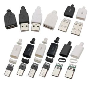 10 개 USB 커넥터 유형 C / 마이크로 / USB 2.0 유형 A 수 암 조립 어댑터 DIY 납땜 수리 데이터 충전 플러그 소켓