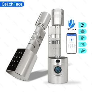 Catchfcae 조정 가능한 교체 TTLock 앱 지문 FRID 카드 암호 실린더, 전자 스마트 문짝 잠금 장치, 디지털, 신제품